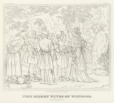 As alegres esposas de Windsor, Acto V, Cena 4 (gravura) de Friedrich August Moritz Retzsch