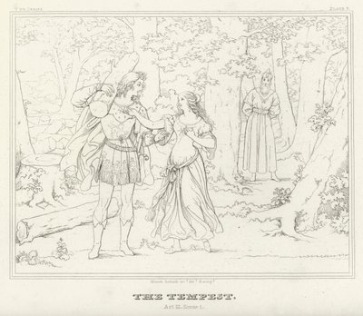 A Tempestade, Acto III, Cena 1 (gravura) de Friedrich August Moritz Retzsch