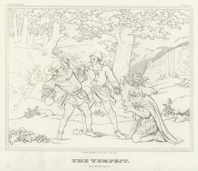 A Tempestade, Acto III, Cena 2 (gravura) de Friedrich August Moritz Retzsch