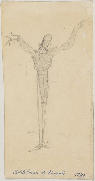 Caricatura Carl Lahmeyer como maestro de Friedrich August von Kaulbach