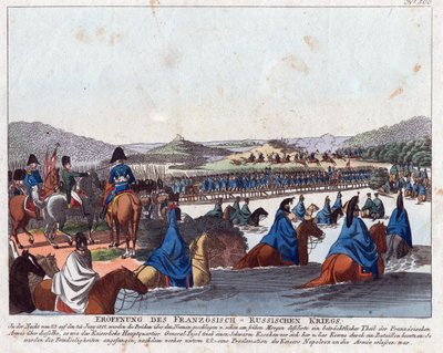 O início da Invasão Francesa da Rússia - Campe, August Friedrich Andreas (1777-1846) - Gravura, aguarela - 20,5x26,2 - Coleção Privada de Friedrich Campe