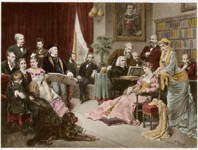 Richard Wagner e Liszt em Bayreuth com Cosima e Siegfried - depois de Fritz Georg Papperitz de Friedrich Georg Papperitz
