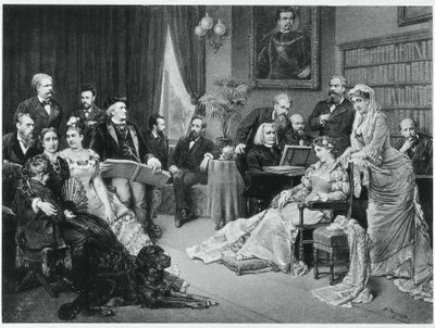 Richard Wagner e Liszt em Bayreuth com Cosima e Siegfried - depois de Fritz Georg Papperitz de Friedrich Georg Papperitz