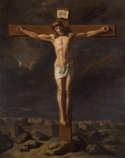 Crucifixo em paisagem de Friedrich Hasslwander