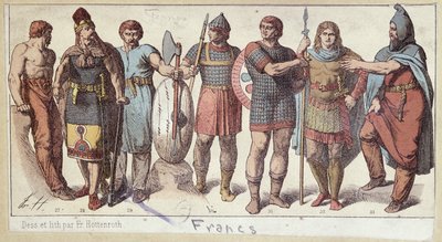 Figurinos de soldados francos, c.1880 de Friedrich Hottenroth