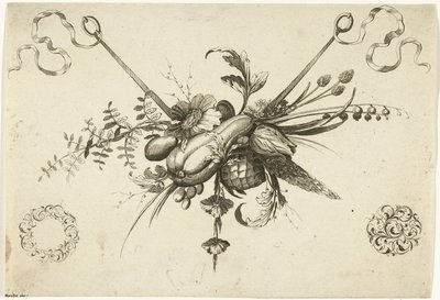 Festoen met bloemen, bladeren en vruchten
Unterschidliche neue Feston von Blumen und Früchten (título da série) de Friedrich Jacob Morisson