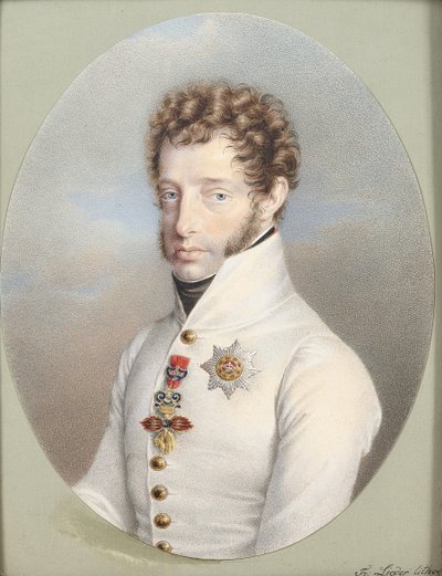 Arquiduque Ludwig Lieder Litho colorido de Friedrich Lieder