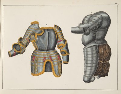 Armadura, prato de &39;Uma História do Desenvolvimento e Costumes de Cavalaria&39;, do Dr. Franz Kottenkamp, publicado por Carl Hoffmann, 1842 de Friedrich Martin von Reibisch