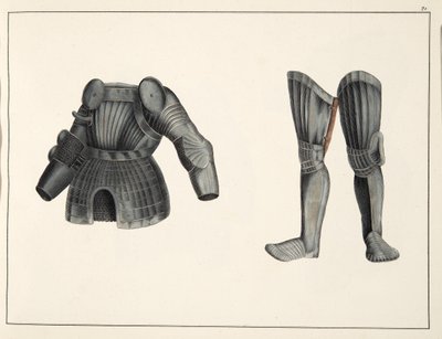Armadura, prato de Uma História do Desenvolvimento e Costumes de Cavalaria, do Dr. Franz Kottenkamp, publicado por Carl Hoffmann, 1842 de Friedrich Martin von Reibisch