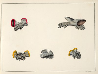 Luvas, prato de &39;Uma História do Desenvolvimento e Costumes de Cavalaria&39;, do Dr. Franz Kottenkamp, publicado por Carl Hoffmann, 1842 de Friedrich Martin von Reibisch