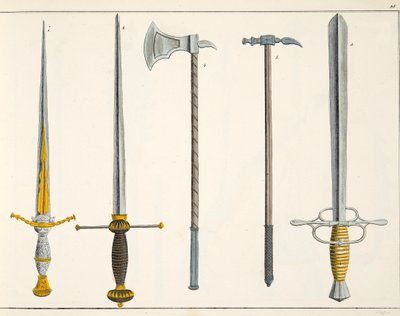 Espadas, prato de &39;Uma História do Desenvolvimento e Costumes de Cavalaria&39;, do Dr. Franz Kottenkamp, publicado por Carl Hoffmann, 1842 de Friedrich Martin von Reibisch