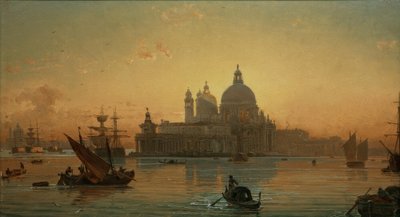 Atmosfera nocturna em Veneza com Santa Maria della Salute de Friedrich Nerly