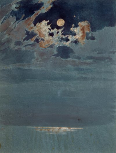 Cobertura de nuvens quebradas na lua cheia de Friedrich Nerly