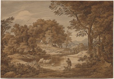 Uma paisagem italiana com pastores de Friedrich Preller the Elder