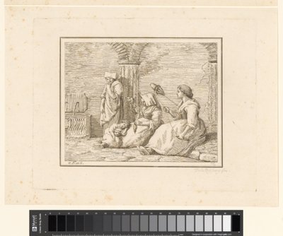 mulheres girando Cenas da vida cotidiana na Itália (título da série) Figura prese dal vero (título da série no objeto) de Friedrich Rehberg