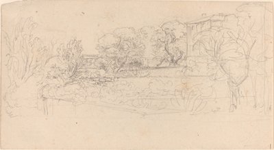 Um jardim com terraço por uma villa de Friedrich Salathé