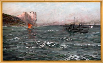 Imperial Navy Bliz com divisões de torpedeiros perto de Stubbenkammer por Friedrich Schwinge, nr10 de G. Wislicenus, Our Navy. de Friedrich Schwinge