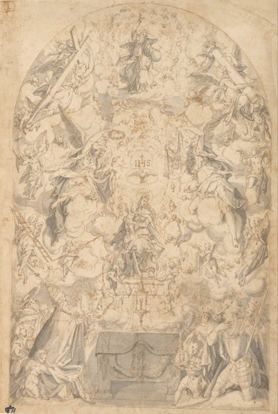 Nossa Senhora e o Menino com anjos portadores de símbolos da Paixão de Friedrich Sustris