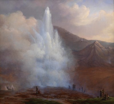 A erupção do Grande Gêiser na Islândia em 1834 de Friedrich Theodore Kloss