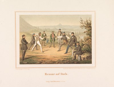Mensur em Stofs. Imagens da vida estudantil alemã, 1865. de Friedrich Wilhelm Geiling