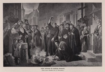 Martin Luther queimando a bula papal em Wittenberg, Alemanha de Friedrich Wilhelm Heinrich Martersteig