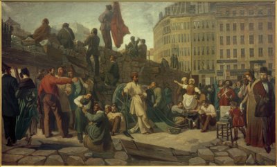 Feburaryvolution 1848, Paris Barricades - Gem. V. Martersteig de Friedrich Wilhelm Martersteig