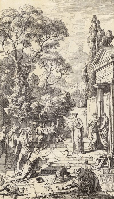 Circe a fazer a sua magia (gravura) de Friedrich the Elder Preller