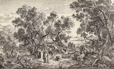 Nausícaa e Odisseu (gravura) de Friedrich the Elder Preller
