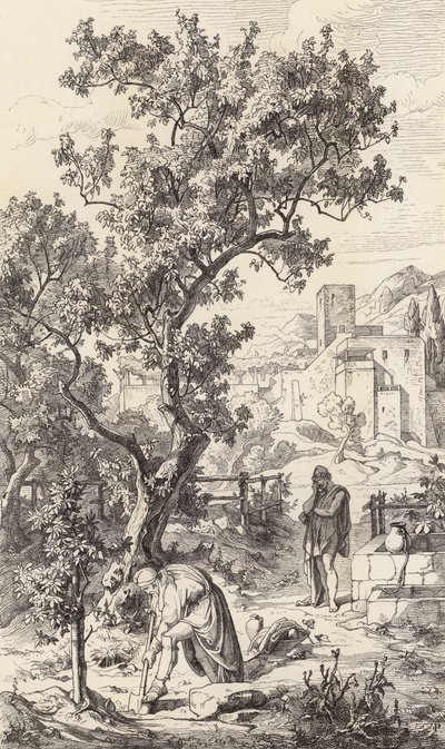 Odisseu em visita ao seu pai Laertes (gravura) de Friedrich the Elder Preller