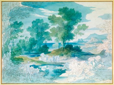 Ulisses e Nausícaa (aguarela) de Friedrich the Elder Preller