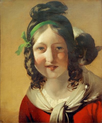 Rindo menina com gato de Friedrich von Amerling