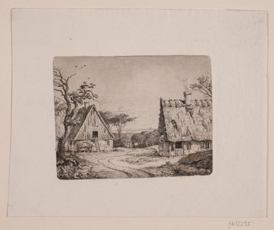 Paisagem com duas casas de fazenda de Frits Grove