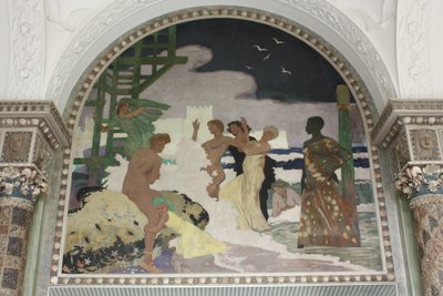 Pintura de parede no salão de conchas do Kurhaus Wiesbaden de Fritz Erler