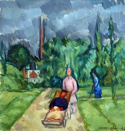 Nos Jardins do Hospital Militar III, 1915 de Fritz Friedrichs