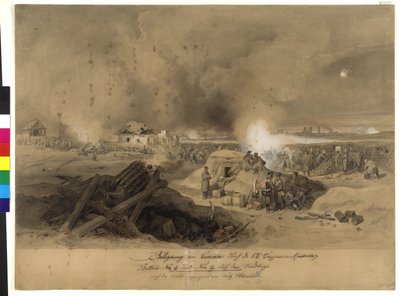 Cerco de Komorn pelas tropas do K. K. em abril de 1849 (aguarela sobre papel) de Fritz L