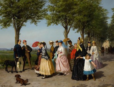 A Promenade (óleo sobre tela) de Fritz Paulsen