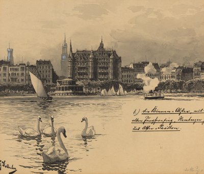 Binnenalster com Jungfernstieg de Fritz Stoltenberg