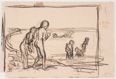 Banho de crianças na praia de Fritz Syberg