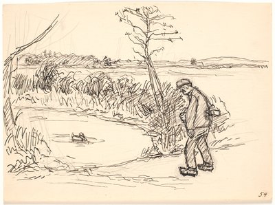 O fazendeiro pelo lago congelado de Fritz Syberg