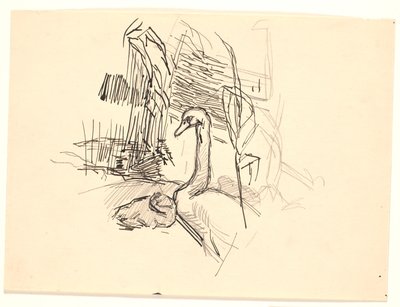 Um cisne com um patinho de Fritz Syberg
