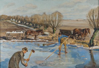 Farmhands buscando o gelo, 1927 de Fritz Syberg