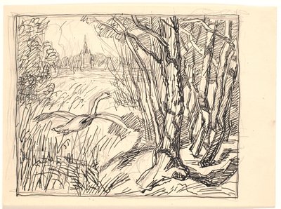 Paisagem com decolagem de cisne de Fritz Syberg
