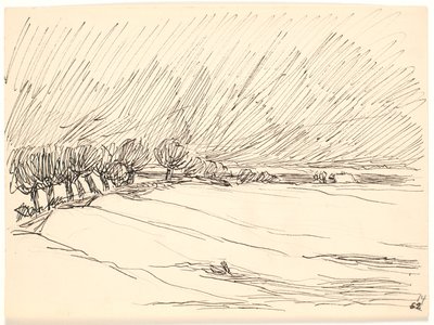 Paisagem de inverno com álamos de Fritz Syberg