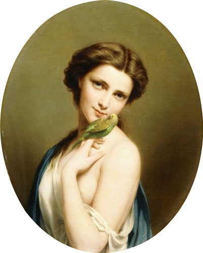 Uma jovem beleza com um periquito, de Fritz Zuber Buhler