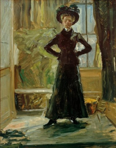 Retrato da filha em traje preto de Fritz von Uhde