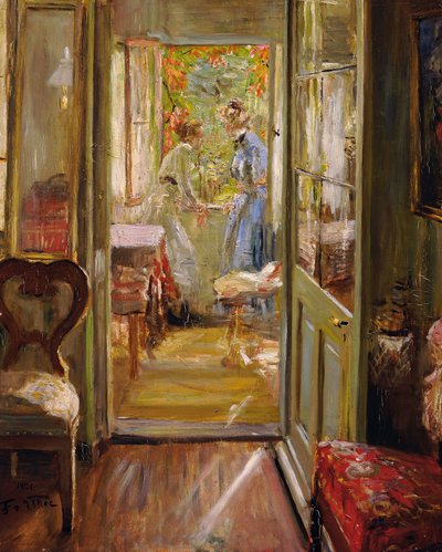 As filhas do artista na varanda de Fritz von Uhde