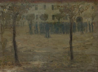 No pátio do quartel de Fritz von Uhde