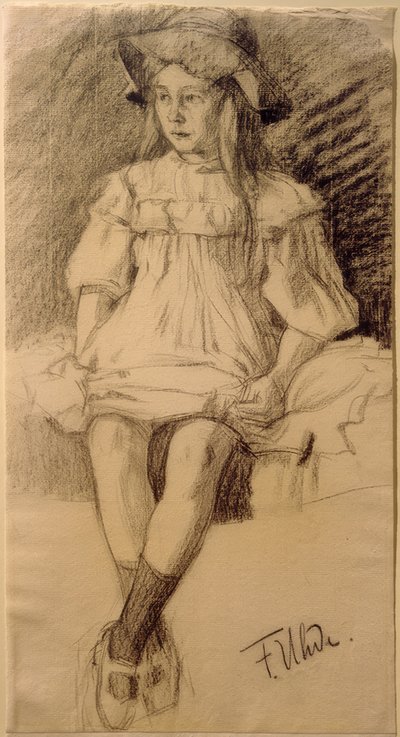 Menina sentada com chapéu de Fritz von Uhde
