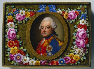 Caixa de rapé com retrato de Carlos I, duque de Brunswick, c. 1770. de Fürstenberg Porcelain Factory