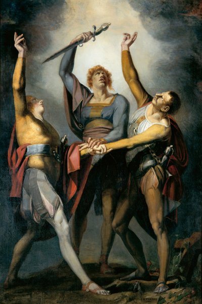 Os três confederados no juramento no Rütli, 1779-1781. de Füssli
